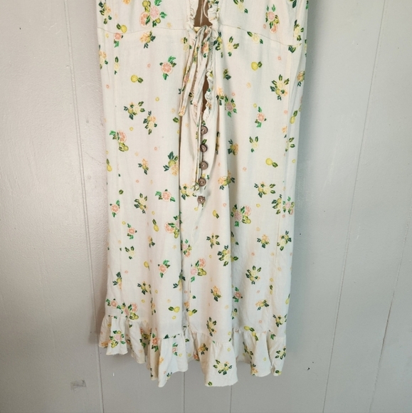 Free People Like A Lady printed mini dress button tie closure ruffle flounce S - Picture 7 of 14
